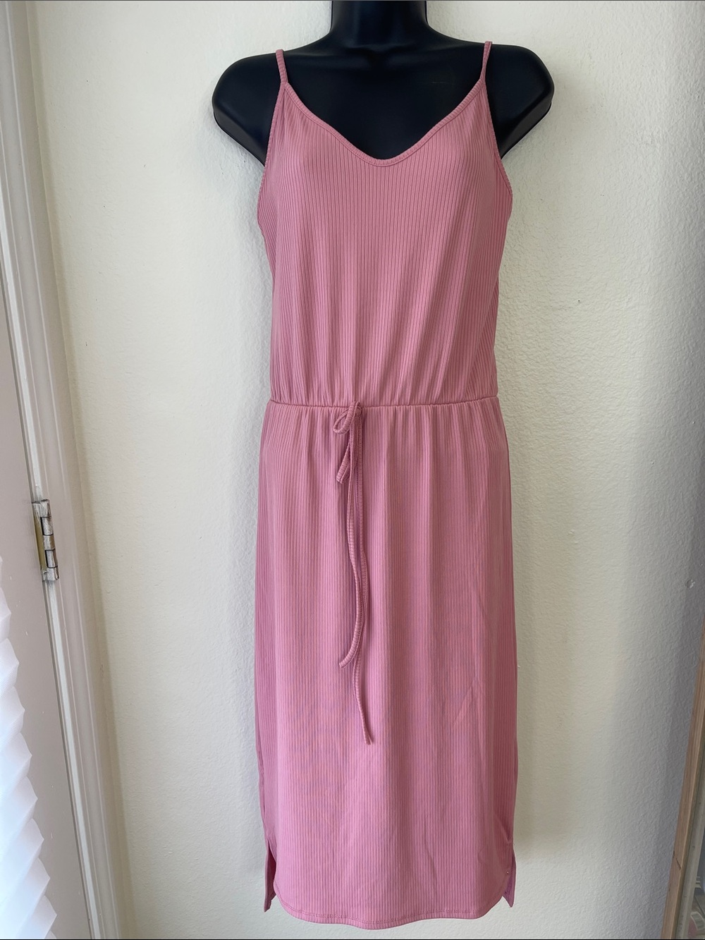 Women's Pink Ribbed Tank Midi Dress - Brand